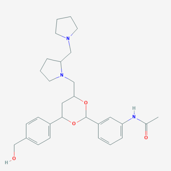 Structure image - N-[3-[4-[4-(Hydroxymethyl)phenyl]-6-[[2-(pyrrolidin-1-ylmethyl)pyrrolidin-1-yl]methyl]-1,3-dioxan-2-yl]phenyl]acetamide