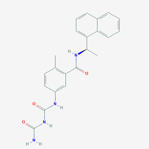 Structure image - 5-[(Carbamoylcarbamoyl)amino]-2-methyl-N-[(1R)-1-(naphthalen-1-yl)ethyl]benzamide
