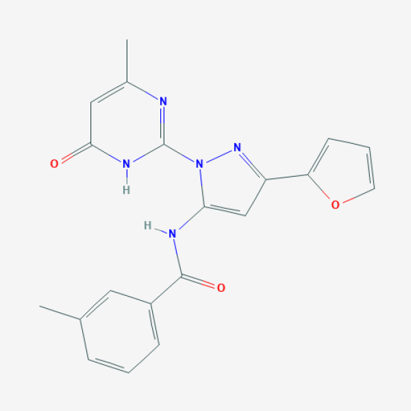 Structure image - N-(3-(Furan-2-yl)-1-(4-methyl-6-oxo-1,6-dihydropyrimidin-2-yl)-1H-pyrazol-5-yl)-3-methylbenzamide