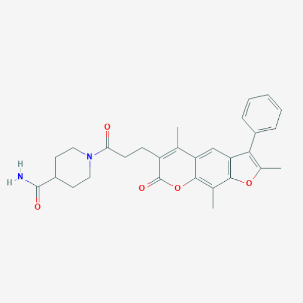 Structure image - 1-(3-(2,5,9-Trimethyl-7-oxo-3-phenyl-7H-furo[3,2-g]chromen-6-yl)propanoyl)piperidine-4-carboxamide