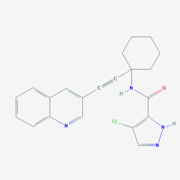 Structure image - 4-Chloro-N-[1-(2-quinolin-3-ylethynyl)cyclohexyl]-1H-pyrazole-5-carboxamide