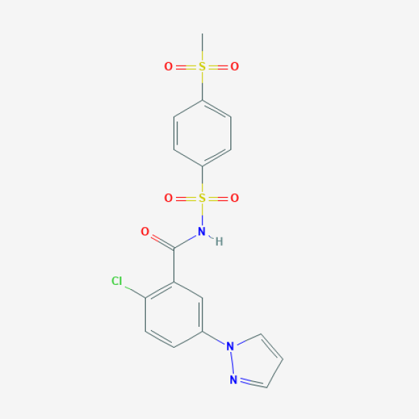 Structure image - 2-Chloro-N-(4-methylsulfonylphenyl)sulfonyl-5-pyrazol-1-ylbenzamide