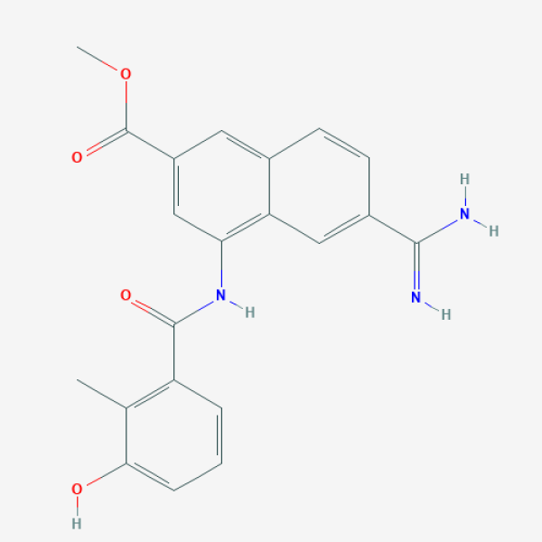 Structure image - 6-Carbamimidoyl-4-(3-hydroxy-2-methyl-benzoylamino)-naphthalene-2-carboxylic acid methyl ester