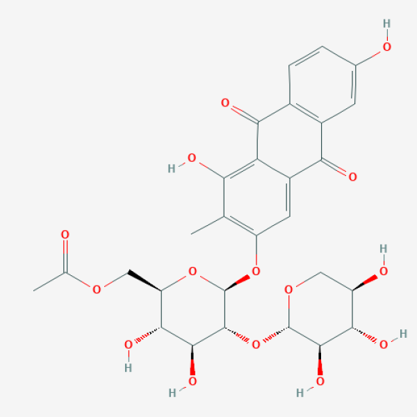 Structure image - 1,3,6-trihydroxy-2-methyl-9,10-anthraquinone-3-O-(6′-O-acetyl)-β-D-xylopyranosyl-(1 → 2)-β-D-glucopyranoside