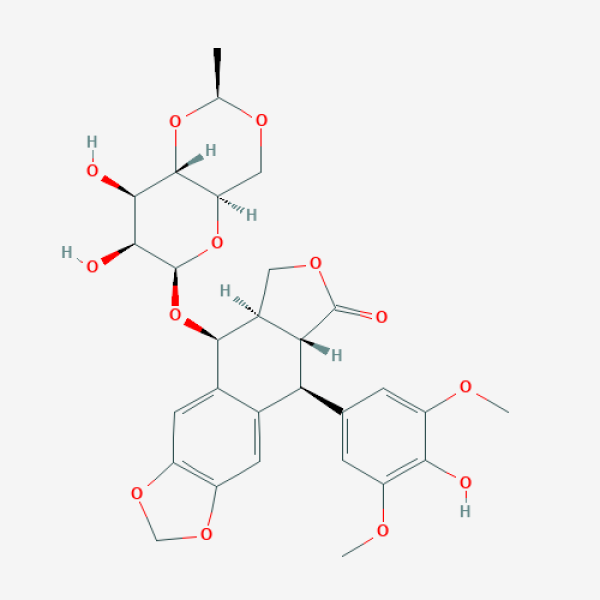 Structure image - (5S,5Ar,8aR,9S)-5-[[(2S,4aR,6R,7S,8R,8aS)-7,8-dihydroxy-2-methyl-4,4a,6,7,8,8a-hexahydropyrano[3,2-d][1,3]dioxin-6-yl]oxy]-9-(4-hydroxy-3,5-dimethoxyphenyl)-5a,6,8a,[2]benzofuro[6,5-f][1,3]benzodioxol-8-one