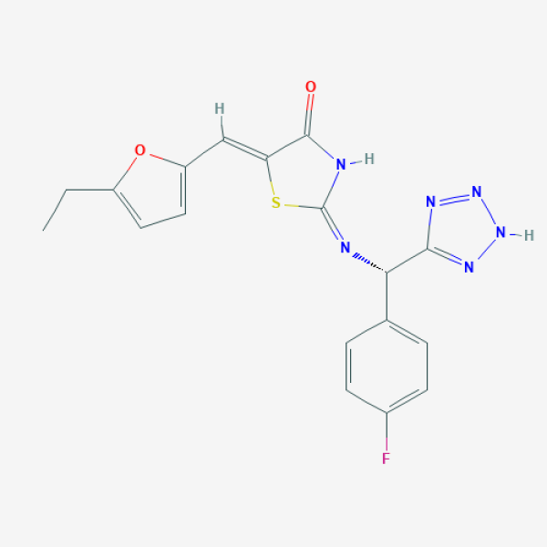 Structure image - [((5Z)-5-[(5-ETHYL-2-FURYL)METHYLENE]-2-{[(S)-(4-FLUOROPHENYL)(1H-TETRAZOL-5-YL)METHYL]AMINO}-1,3-THIAZOL-4(5H)-ONE)]