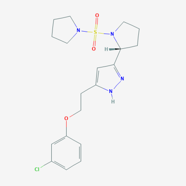 Structure image - 5-[2-(3-Chlorophenoxy)ethyl]-3-[(2R)-1-pyrrolidin-1-ylsulfonylpyrrolidin-2-yl]-1H-pyrazole