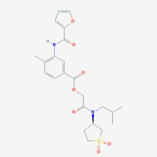 Structure image - [2-[[(3R)-1,1-Dioxothiolan-3-yl]-(2-methylpropyl)amino]-2-oxoethyl] 3-(furan-2-carbonylamino)-4-methylbenzoate